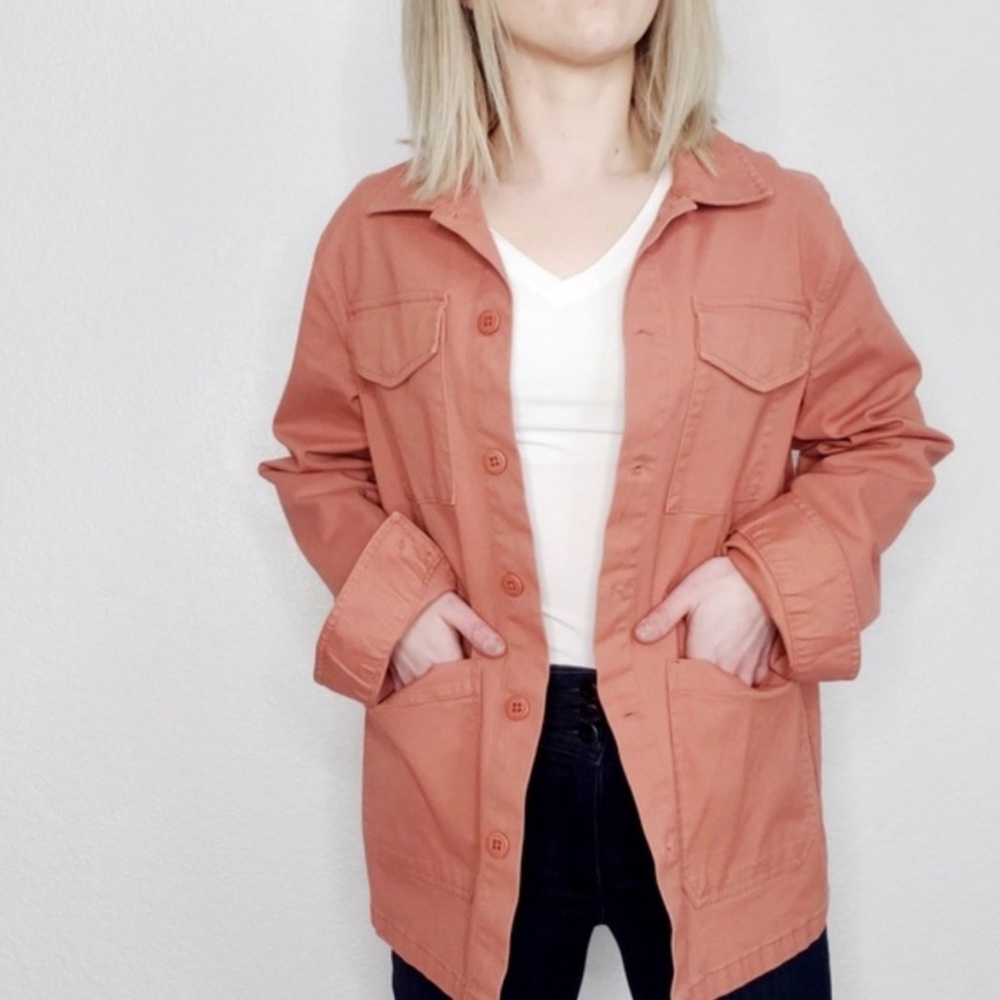 Sanctuary Button Front Utility Jacket In Dust Pin… - image 1
